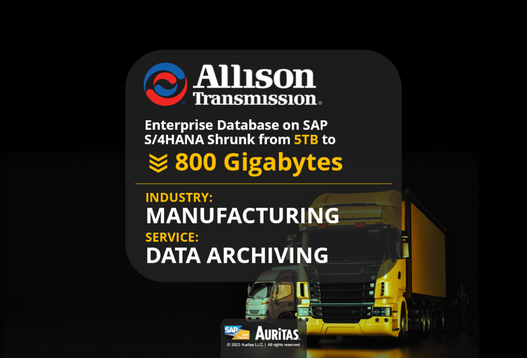 Allison Transmission, the world's largest maker of medium and heavy-duty automatic transmissions, faced rising hardware and cloud costs, compliance challenges, and a database size exceeding 5TB.
With an SAP instance holding 20 years of data, little archiving, and growing costs, they developed a multi-stage data and content management strategy, implemented SAP ILM and OpenText Solutions, and partnered with SAP and Auritas to achieve a leaner platform with controlled data growth and compliance.