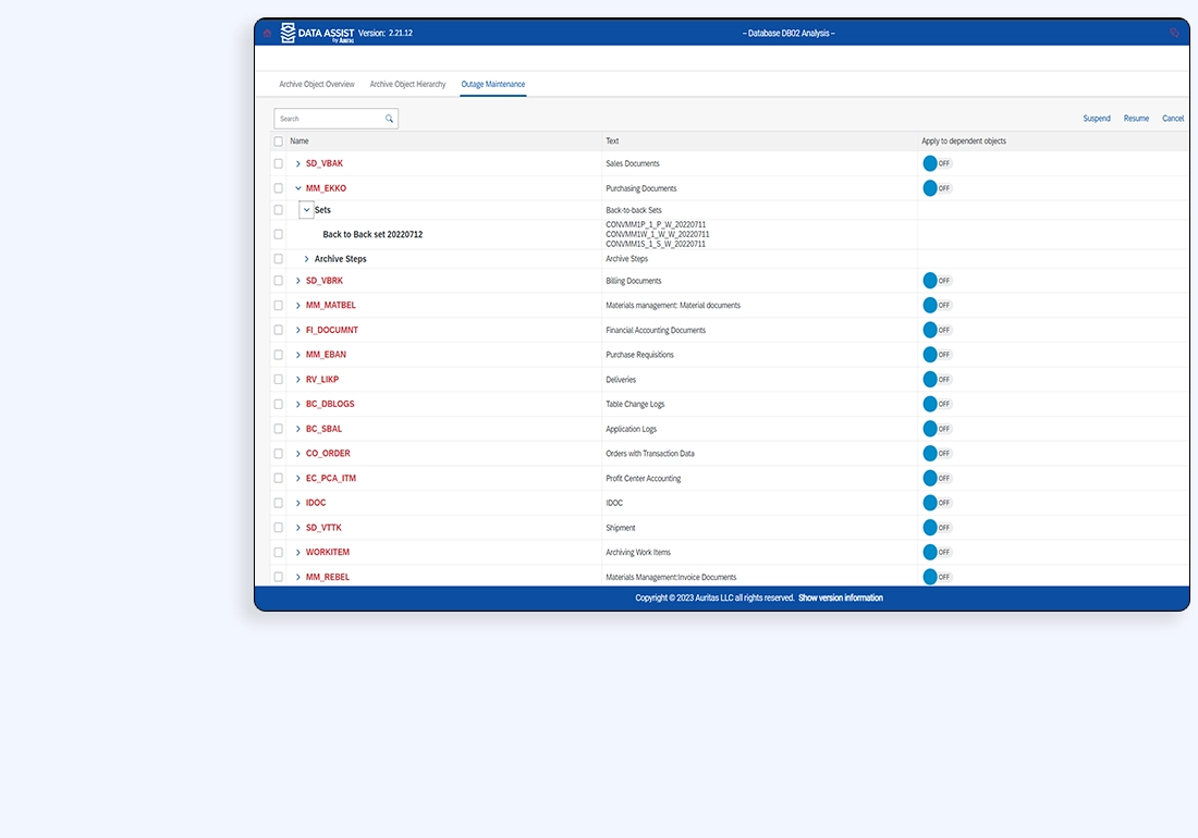 SAP Doc and retention Management Data ASSIST: SAP Data Archiving Tool by Auritas