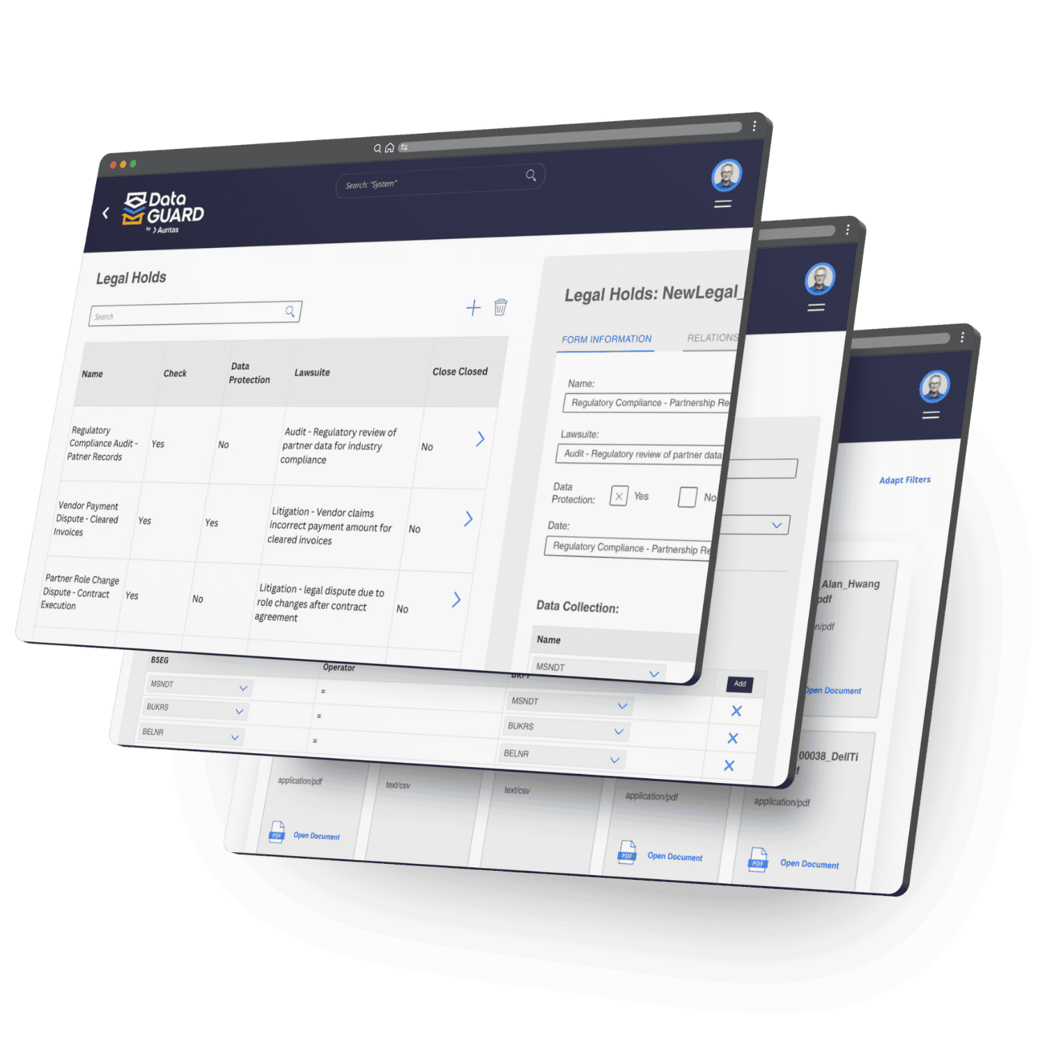 GUARD screens ASSIST mockup screens Legacy Decommissioning | Auritas